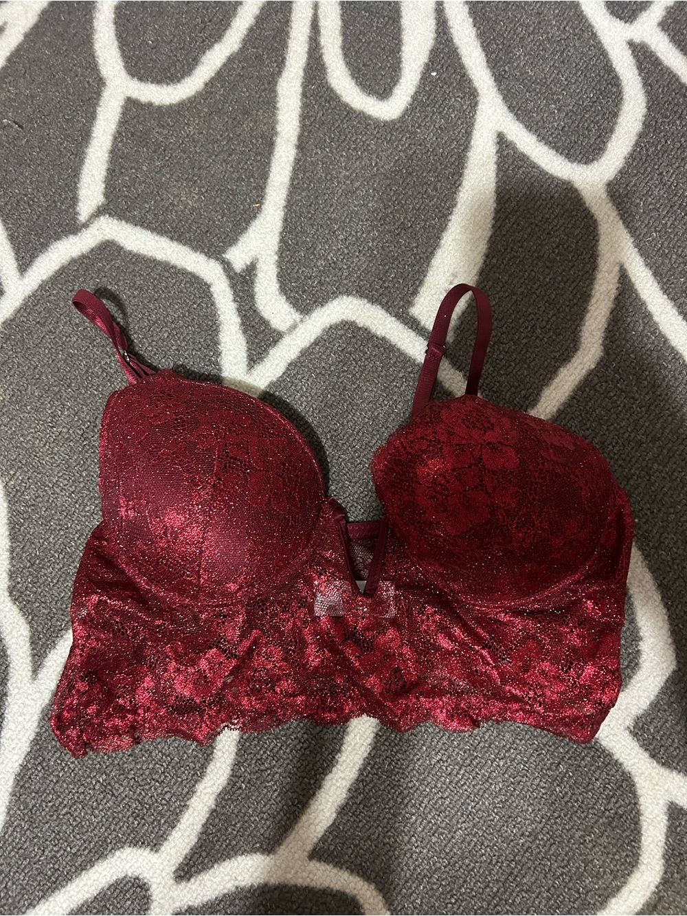Lace Push-Up Bralette in Deep Wine